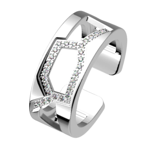 Bague Les Georgettes en Laiton Argenté et Oxydes de Zirconium Blancs 8 mm - 1