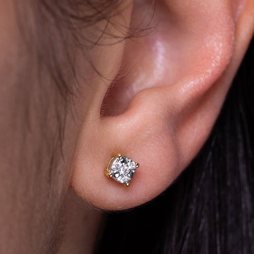 Boucles d'Oreilles Boutons en Or et Diamant - 2