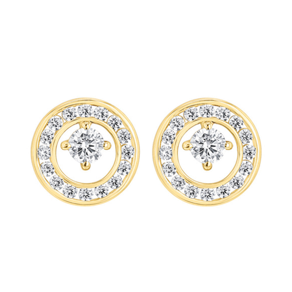 Boucles d'Oreilles Boutons en Or et Oxyde de Zirconium - 1