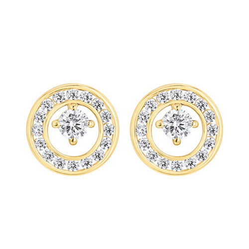 Boucles d'Oreilles Boutons en Or et Oxyde de Zirconium - 1