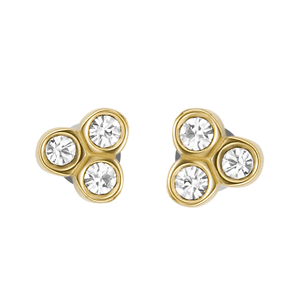 Boucles d'Oreilles Boutons Fossil Collection Sadie en Acier et Verre - 1