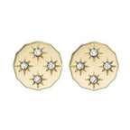 Boucles d'Oreilles Boutons Fossil Collection Scalloped Edge en Acier et Verre - 1