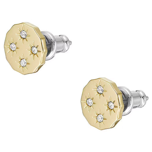 Boucles d'Oreilles Boutons Fossil Collection Scalloped Edge en Acier et Verre - 2