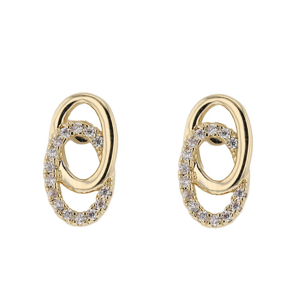 Boucles d'Oreilles Boutons Sully en Plaqué Or et Oxyde de Zirconium - 1