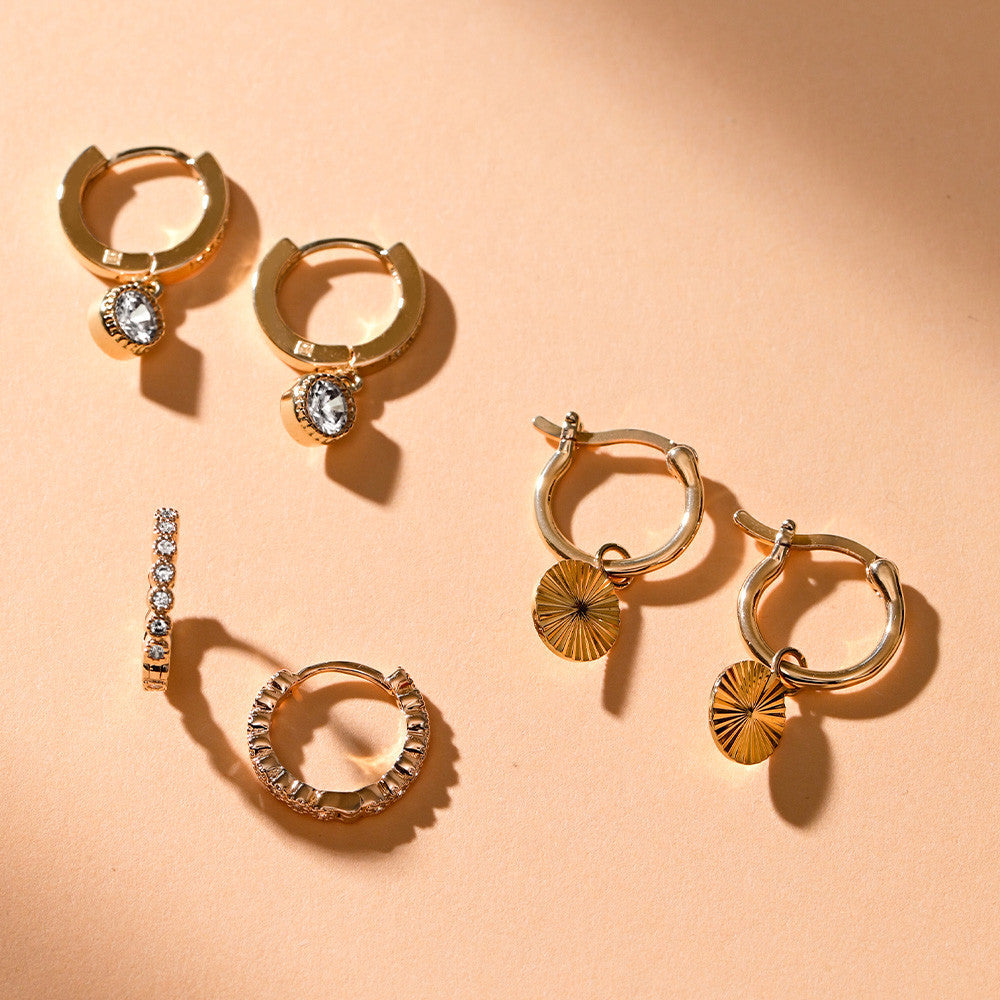 Boucles d'Oreilles Créoles en Plaqué Or et Oxyde de Zirconium - 2