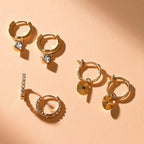 Boucles d'Oreilles Créoles en Plaqué Or et Oxyde de Zirconium - 2