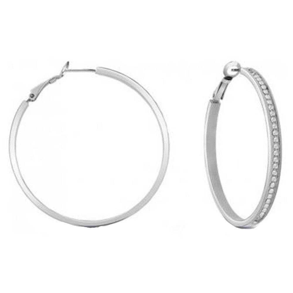Boucles d'Oreilles Créoles Guess Collection All Around en Acier et Cristal  - 1