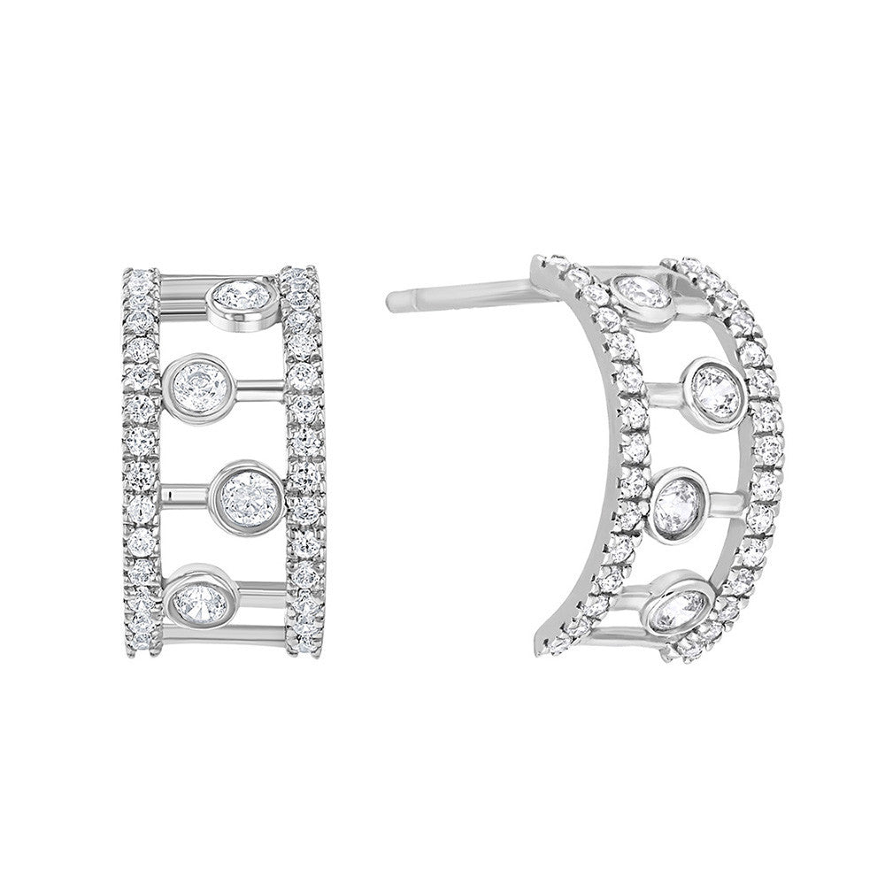 Boucles d'Oreilles Demi-Créoles en Or et Oxyde de Zirconium - 1