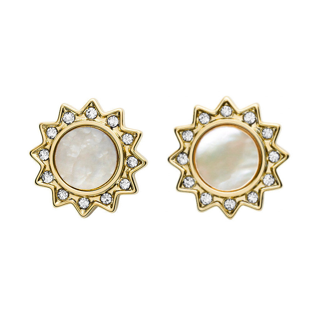 Boucles d'Oreilles en acier et nacre, oxyde de zirconium - 1