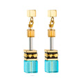 Boucles d'Oreilles Pendantes Coeur de Lion Collection Geocube en Acier et Verre - 1