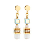 Boucles d'Oreilles Pendantes Coeur de Lion Collection Geocube en Acier, Verre et Strass - 1