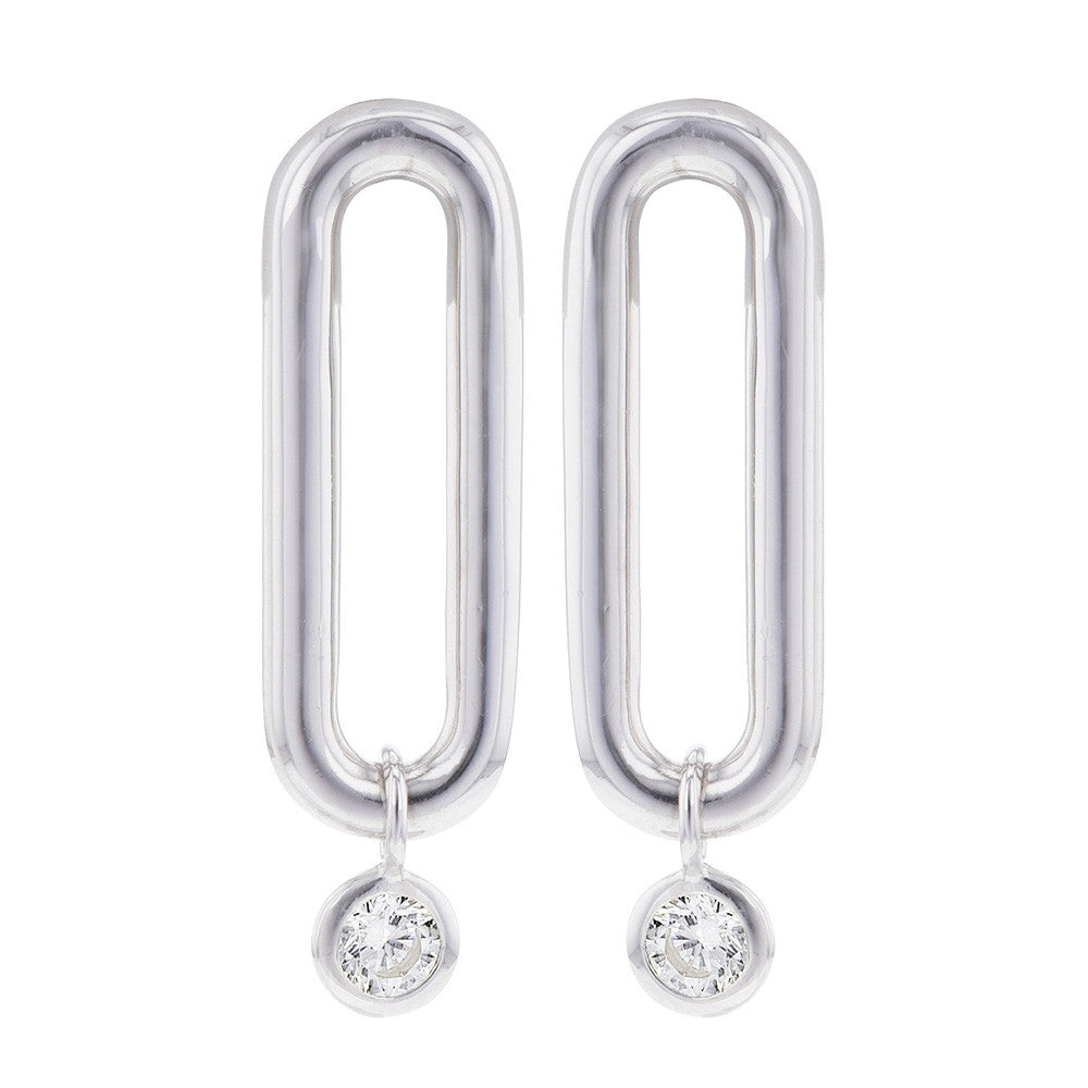 Boucles d'Oreilles Pendantes en Argent et Oxyde de Zirconium - 1
