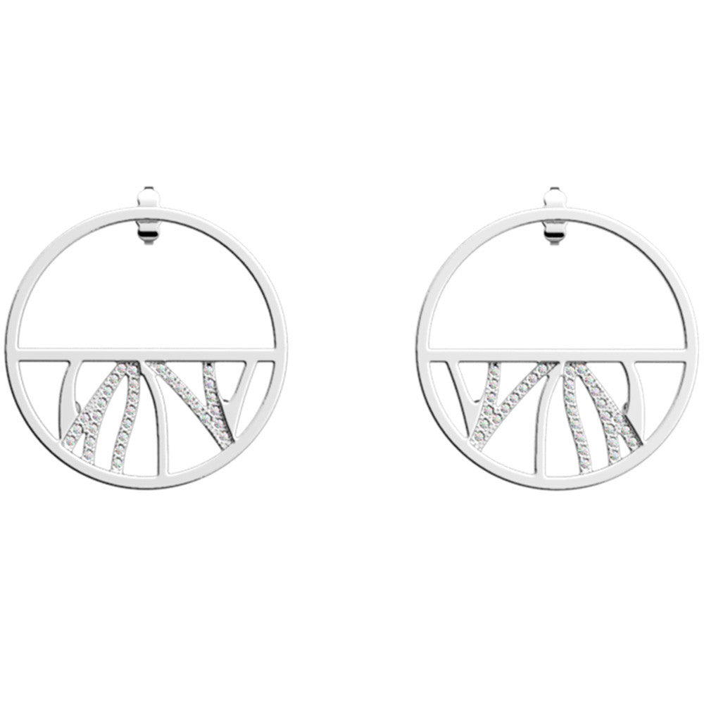 Boucles d'Oreilles Pendantes Les Georgettes 30 mm en Métal et Oxyde de Zirconium  - 1