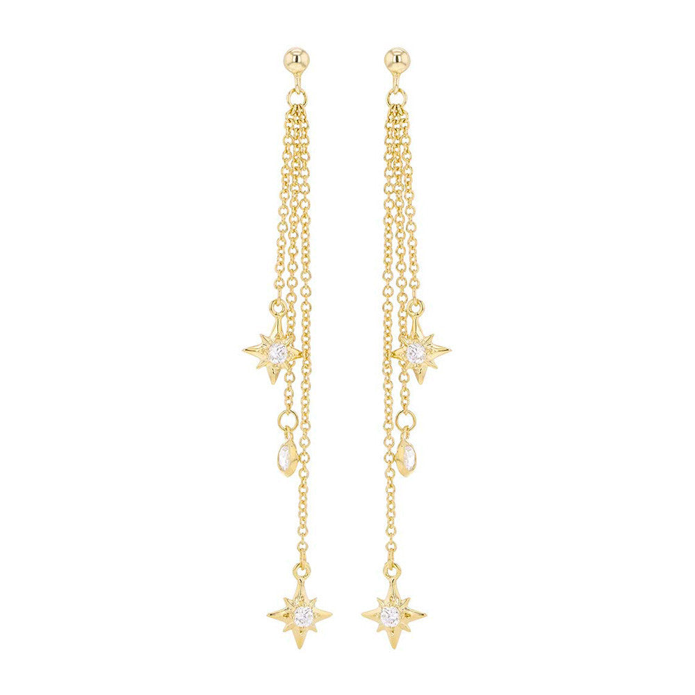 Boucles d'Oreilles Pendantes Sully en Plaqué Or et Oxyde de Zirconium - 1