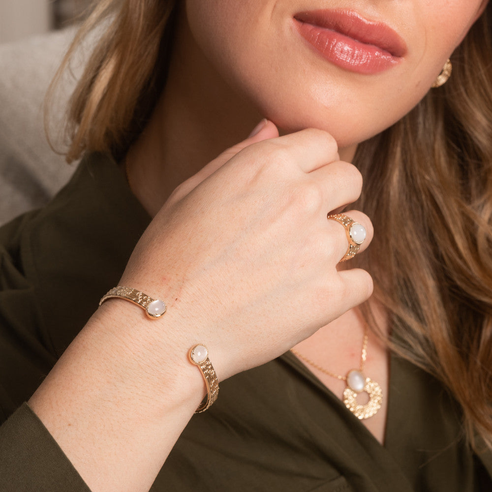 Bracelet en Plaqué Or et Pierre de Lune - 2