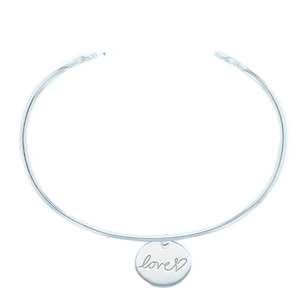 Bracelet jonc  Love  et  Cœur  Argent  - 1