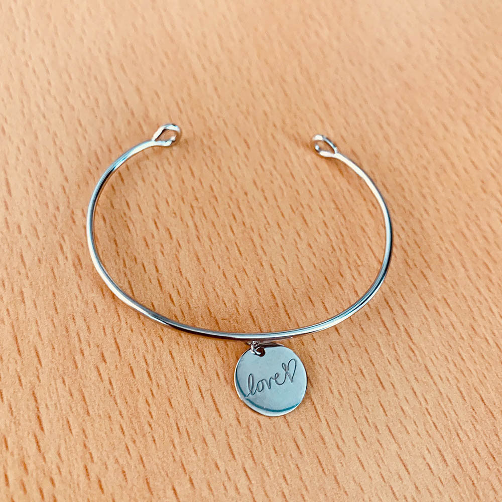 Bracelet jonc  Love  et  Cœur  Argent  - 2